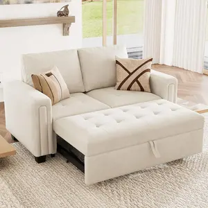 [Summervibes]Belffin Modular Sectional Sleeper Sofa with Pull Out Couch Bed Modular Sleeper Loveseat Sectional Sofa Velvet Fabric for Living Room Apartment