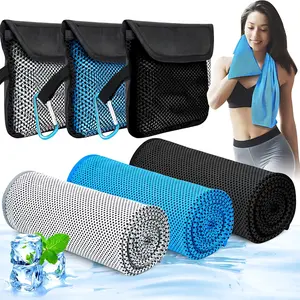 3 Pack Cooling Towels – 40"x12" Neck & Face Towels with Bags, Quick Cool Microfiber for Gym, Yoga, Running & Outdoors