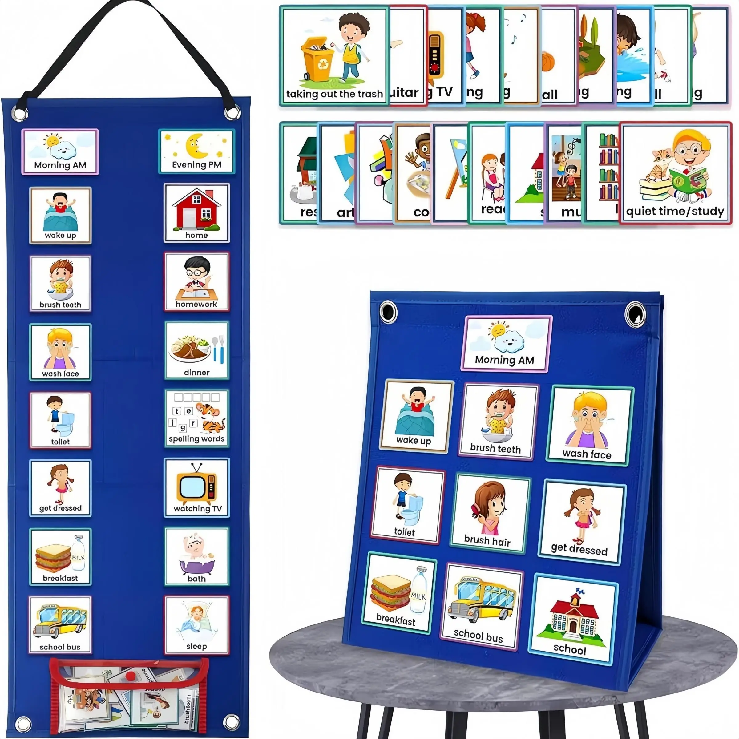 English/german Children Visual Schedule Board, Kids Chore Chart, Classroom Supplies Charts, Autism Learning Materials, Special Education Communication Board, Learning Tool, Visual Learning Tools, Teaching Supplies, School Supplies