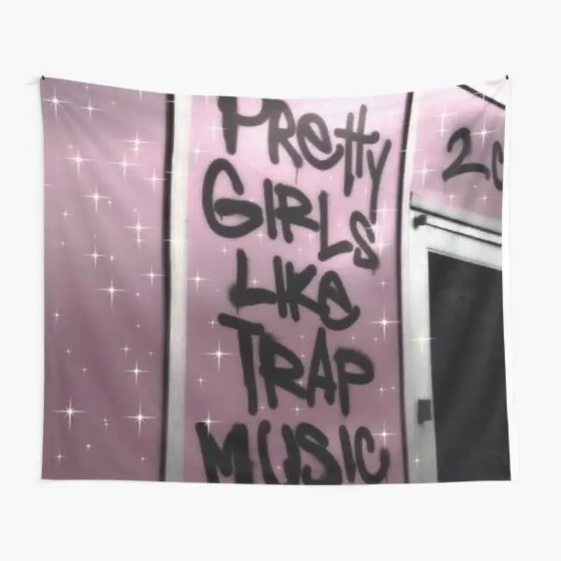 Pretty girls like trap music Tapestry for Bedroom, College Dorm and Home Decor 60"x40", Funny Meme Wall Tapestries for Boy Girl Birthday Gifts, Room Decor, Wall Decor