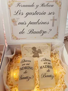 Propuesta personalizada de padrinos de bautizo- customised gift box for godparents with two glasses 16oz