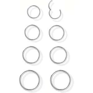 Jstyle 8 Pcs 16G 316L Surgical Steel Nose Rings Hoops Septum Rings Lip Rings Hypoallergenic Nose Clicker Ring Tragus Helix Cartilage Daith Rook Sleeper Earring Body Piercing Jewerly for Women Men Nose Cuff Nosepiercings
