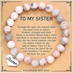 GleamJoy B Sister Bracelet Big Sister Little Sister Bracelets Set Colorful Heart Beaded Bracelet Matching Jewelry Gift for Women Sisters Family