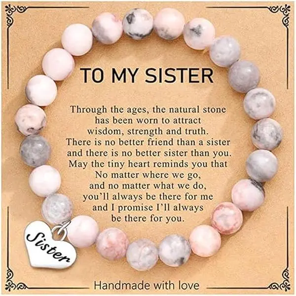 BloomWish S Sister Bracelet Big Sister Little Sister Bracelets Set Colorful Heart Beaded Bracelet Matching Jewelry Gift for Women Sisters Family