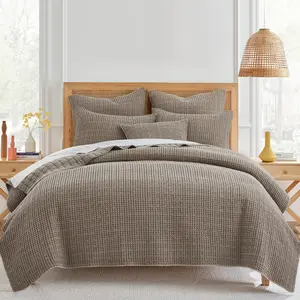 Levtex Home - Mills Waffle  - King/Cal King Quilt Set - Cocoa Cotton Waffle - Quilt Size (106 x 92in.), Sham Size (36 x 20in.)