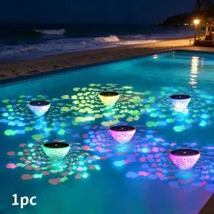 Solar Floating Pool Light, 7LED Small Fish Pattern Pool Projection Light, Automatic Night Lighting, Automatic Daytime Charging And Turning Off, 5-Mode Pool Light, Courtyard Light, Party Projection Atmosphere Light