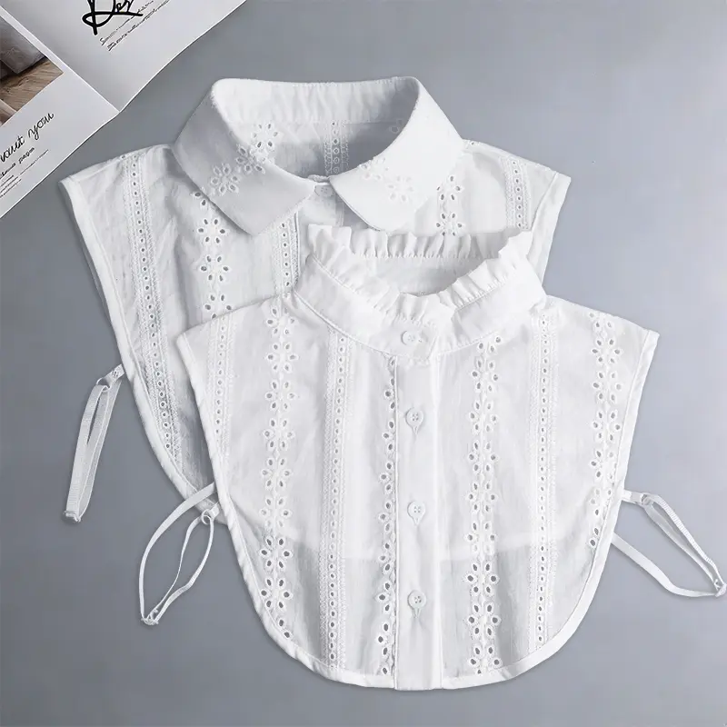 Women's multi-functional cotton stand-up collar fake collar, lotus leaf edge decorative collar - casual loose with long-sleeved shirt decorative collar, suitable for daily wear