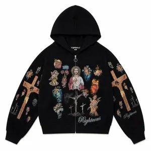 We Are Righteous 'Ultimate Sacrifice' Thermal Zip Up Hoodie Black