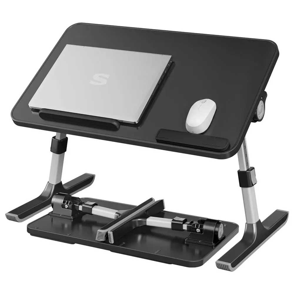 SONGMICS Bed Laptop Desk, Adjustable Laptop Desk for Bed with 8 Heights, Portable Foldable Bed Table, for Bedroom and Living Room
