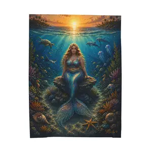 Mermaid Sunset Velveteen Plush Blanket