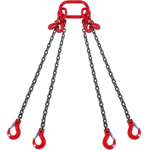 【fathersdaygift】VEVOR Chain Sling, 1/4 inch x 5 ft Lifting Chains with Hooks, G80 Engine Chain Hoist Lifts, 6600 lbs/3 Ton Lifting Sling Chains for Engine Hoist, Engine Lift Chain with 4 Leg Grab Hooks and Adjusters