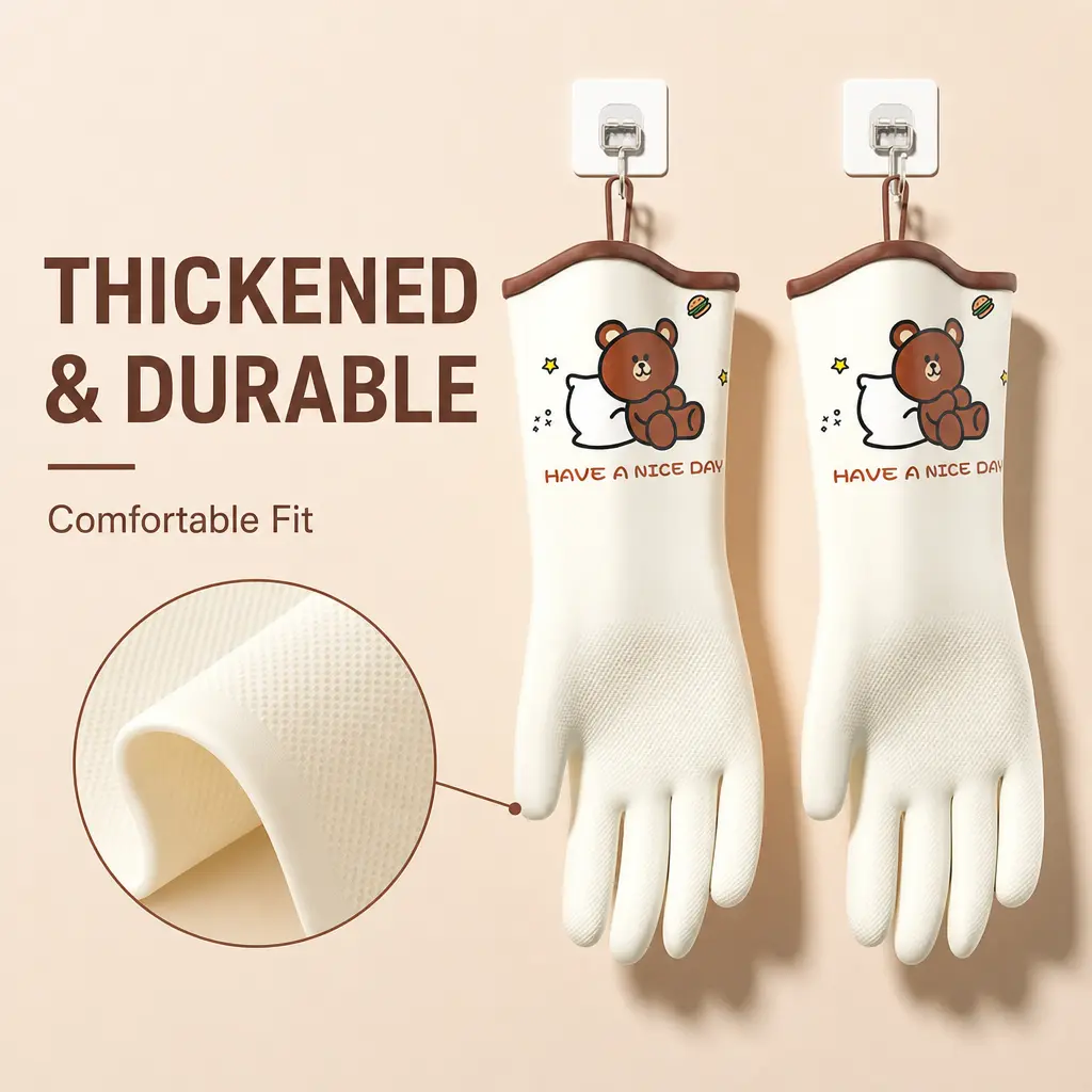 Household Reusable Durable Anti-Slip Waterproof Rubber Cleaning Gloves, Effective Water-Blocking Home Care Supplies, Water Proof, Durable Cleaning Gloves