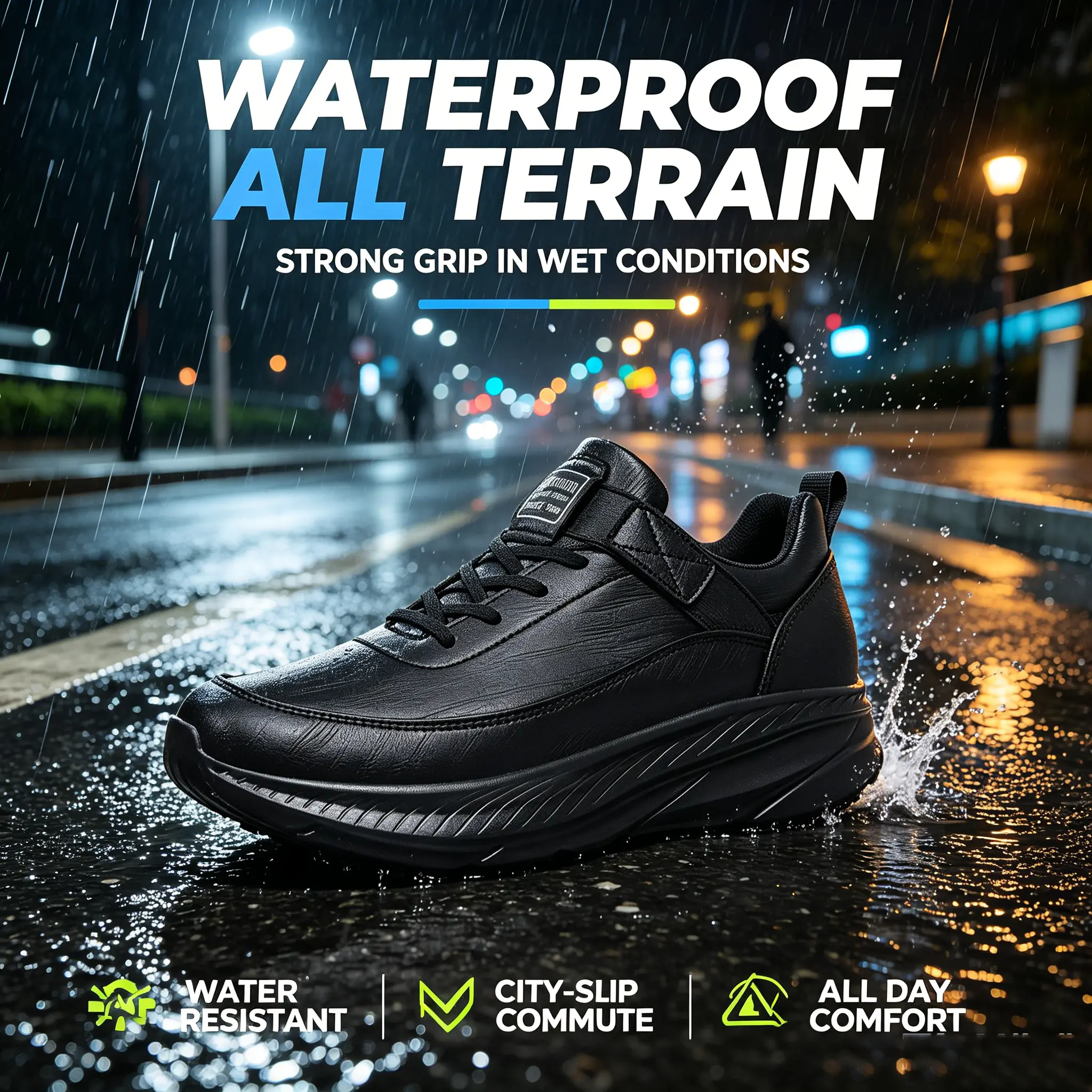 Men's Sporty Outdoor running footwear, Strapless Slip-On Shoe for runners with an EVA Sole, Lightweight, Waterproof & Non-Slip for Off-Road & Commuting, Running Athletic Footwear, Sporty Running Shoes, All Seasons, All Weather Grip, All-Terrain Off-Road C
