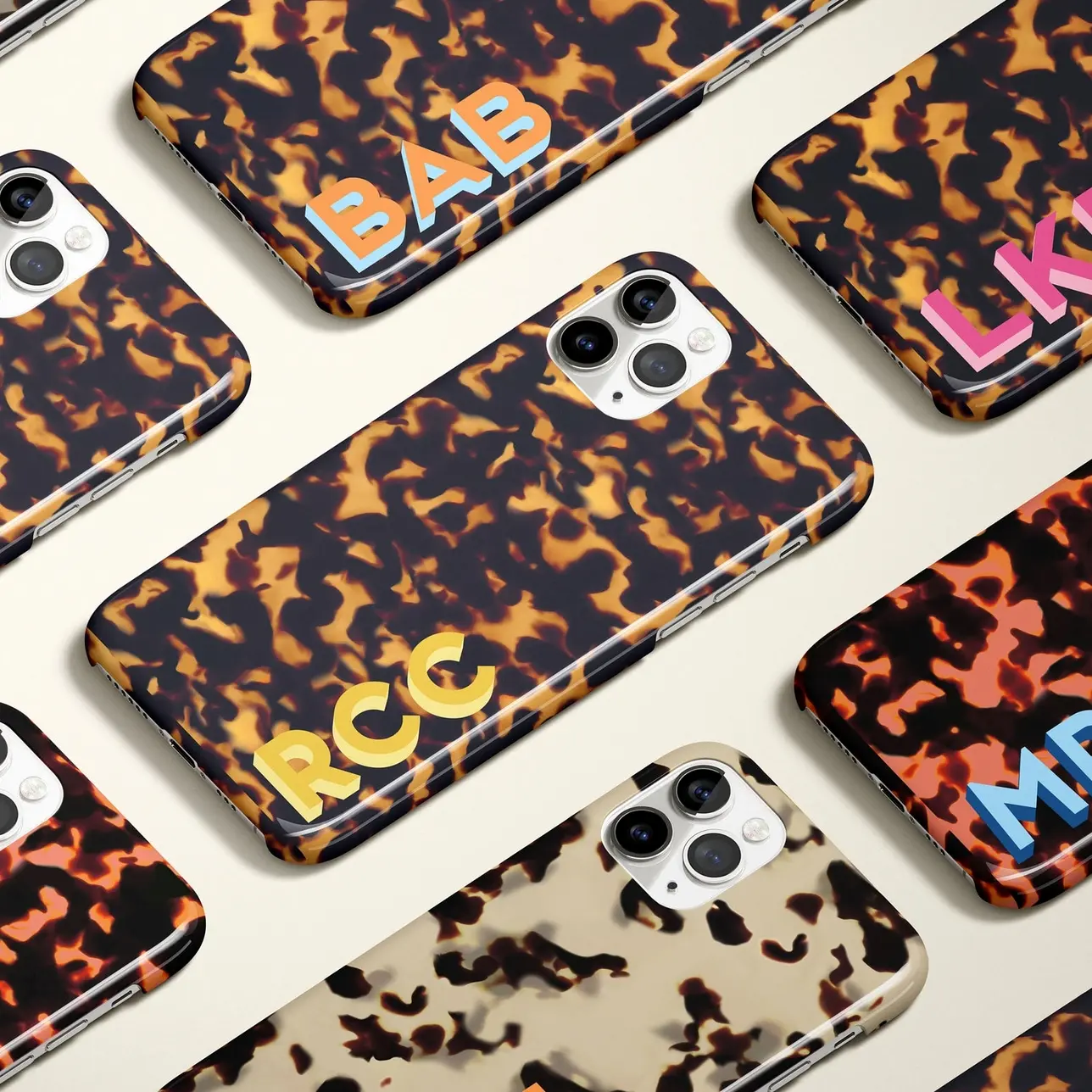 Tortoise shell corner Monogram Phone Case, Custom phone case, protective case