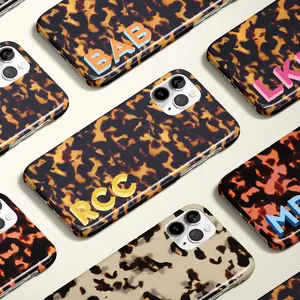 Tortoise shell corner Monogram Phone Case, Custom phone case, protective case