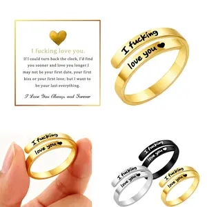 I  Love You Ring For Women Men Stainless Steel Open Adjustable Ring Inspirational Promise Jewelry