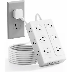Surge Protector Power Strip - 12 Outlets(1850W/15A) 6 USB Ports(2 USB C, 6FT Flat Plug Extension Cord, Wall Mount Multi Plug Outlet Extender, ETL Listed for , Dorm Room