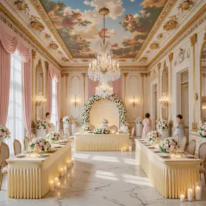 4Pack Spandex Tablecloths for Rectangle Tables 4/6/8FT Wrinkle Free Washable  Table Cloth Rectangle Stretch Fitted Table Cover with Skirt for Wedding Birthday Party Banquet Baby Shower Christmas Dinner Buffet Event