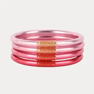 Carousel Pink All Weather Bangles® (Set of 4) - Serenity Prayer