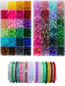 48-color Round Glass Bead Kit, 360/ Colorful Beads for Bracelet Necklace Earrings, Jewelry Making Supplies for Women & Teenager Beading Making