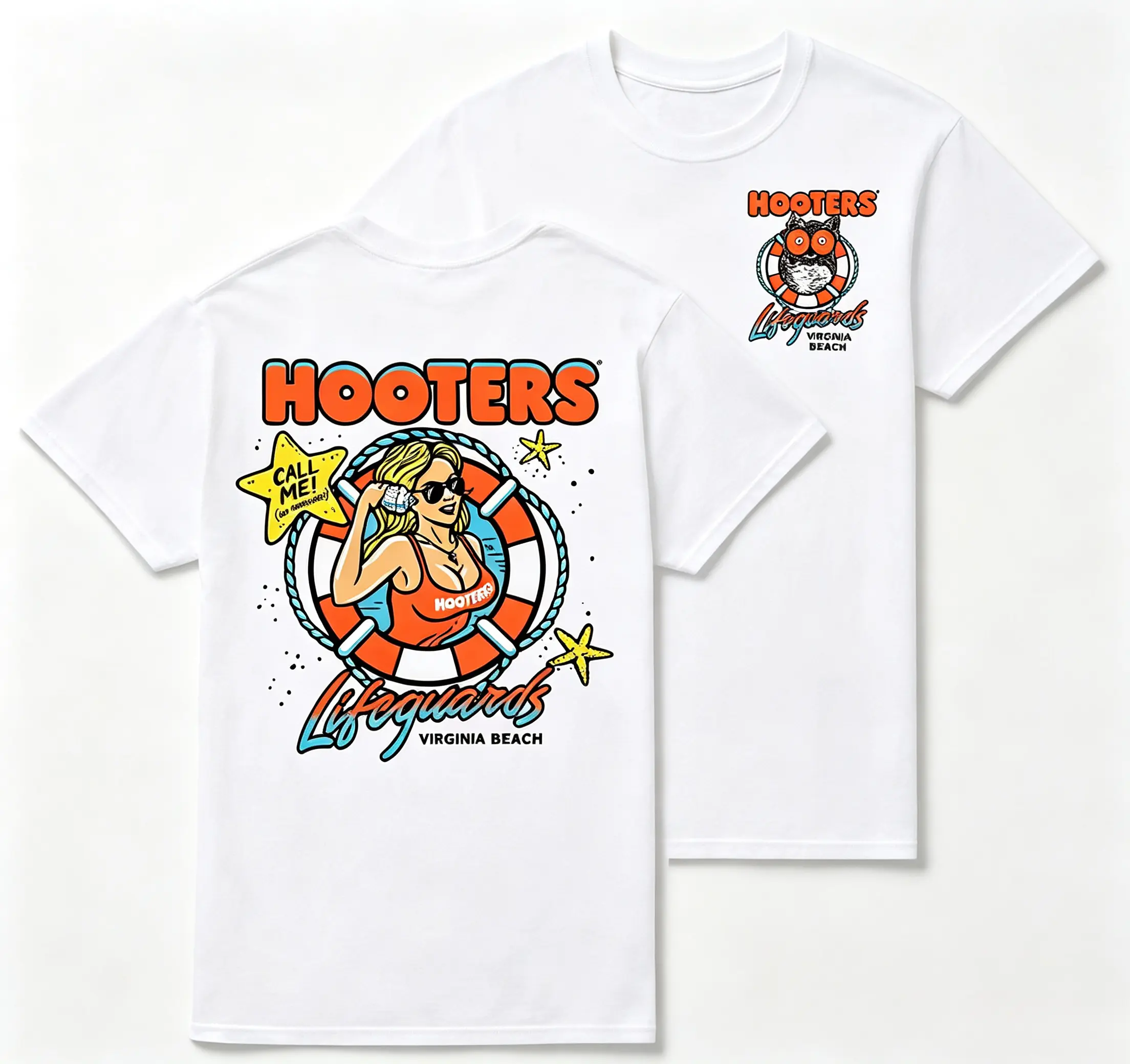100% Cotton Hooters Lifeguards Casual Classic Sports Top - Breathable Fabric Outdoor Clothes