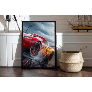 Cars Movie Poster Set, Lightning McQueen Wall Art for Kids Room Decor, Cars Trilogy Poster Prints (Frame Not Included)