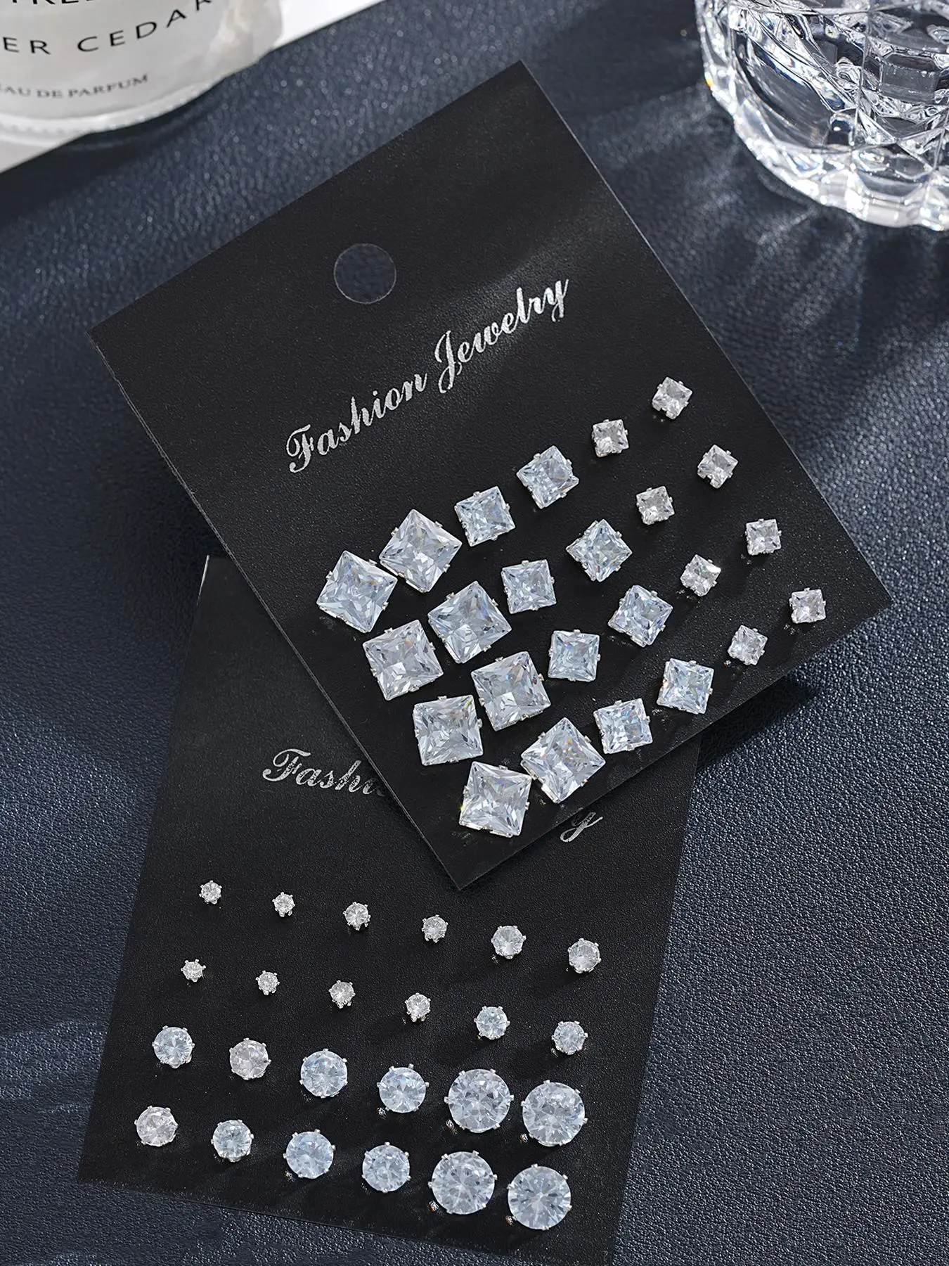 Unisex Punk Street Style Rhinestone Stud Earrings, 24 Pairs Temperament Geometric Design Stud Earrings, Trendy All-match & Exquisite Jewelry for Birthday Gift, Unique Design Earrings Stud Earring Sets
