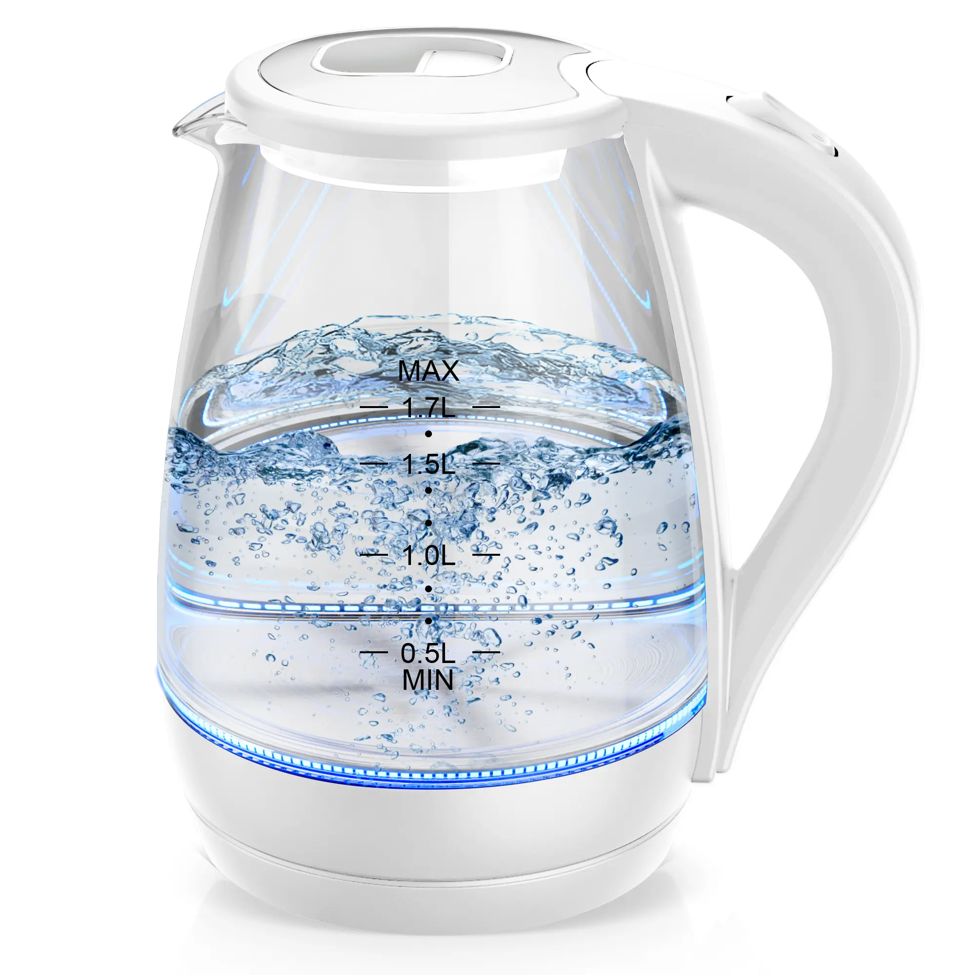 KEINVE Automatic Fast Heating Electric Kettle - 1.7L 1200W Heating Element Borosilicate Glass Hot Water Boiler with Auto Shut Off, Boil-Dry Protection, BPA Free, Fast Heating Kettle