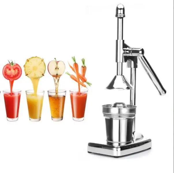 Sturdy Stainless Steel Heavy Duty Manual Juicer Press - Lemon Squeezer with Strainer, Cone, Vegetable Fruit Utensils for Home, Bar Use