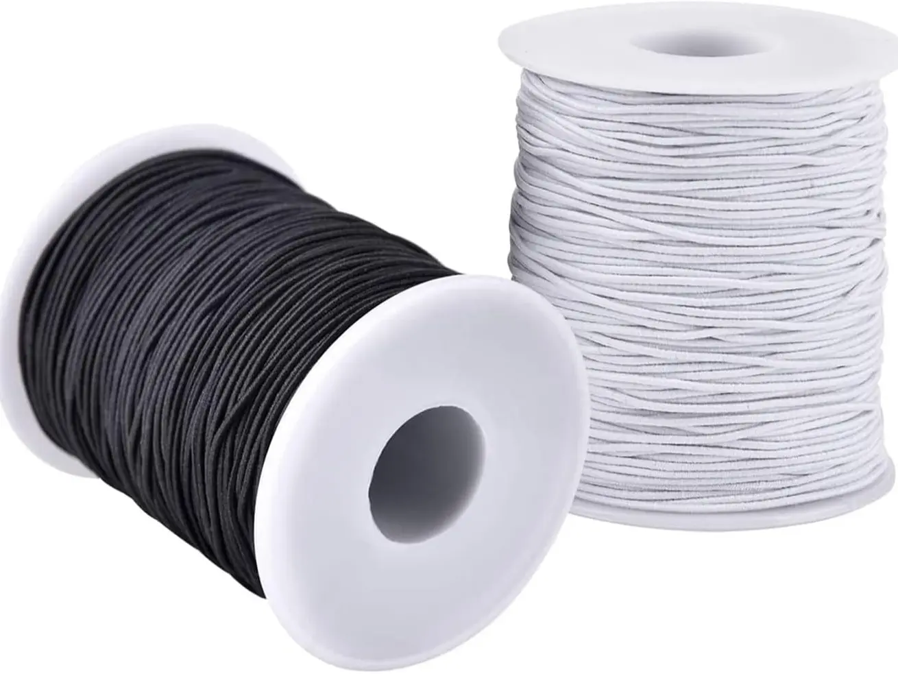1mm Sturdy Stretch Braided Rubber Elastic Cords - 2 Rolls (1 Black Roll Included) Easy-to-Use Beading Threads, Jewelry Making Supplies for Beads Craft, Creative Uses & Drawstring Bags
