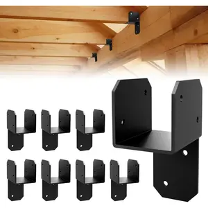 8 Pcs Black Joist Anchor Connector, Post Caps Tie Bracket for 2"x 4", Steel Mounting Joist Hanger Brackets, Truss to Beam Connector Roof Tie Header Hanger for Supporting Beams Rafters