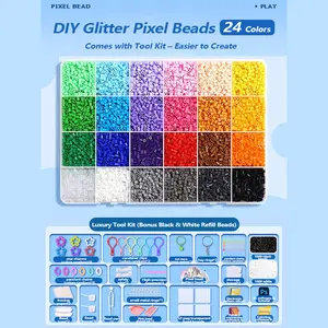 DIY Fuse Beads Kit 48,000+ Pieces – Perler Beads Set with Templates & Tools, Extra 4,000 Refill, Perfect for Kids & Adults Craft, Pixel Art & TikTok DIY Handmade Gifts Diy Beading Accessories