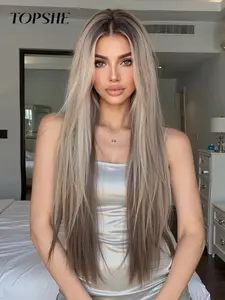 30 Inch Long Straight Wigs for Women, Gorgeous Fluffy Wigs without Bangs, Synthetic Lace Front Wigs for Party, Daily Use, Beginner Friendly Wig, Glueless Straight Wig