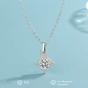 Rhombus Shaped Moissanite Necklace S925 1.0 CT - Round Cut - Lore Jewelry