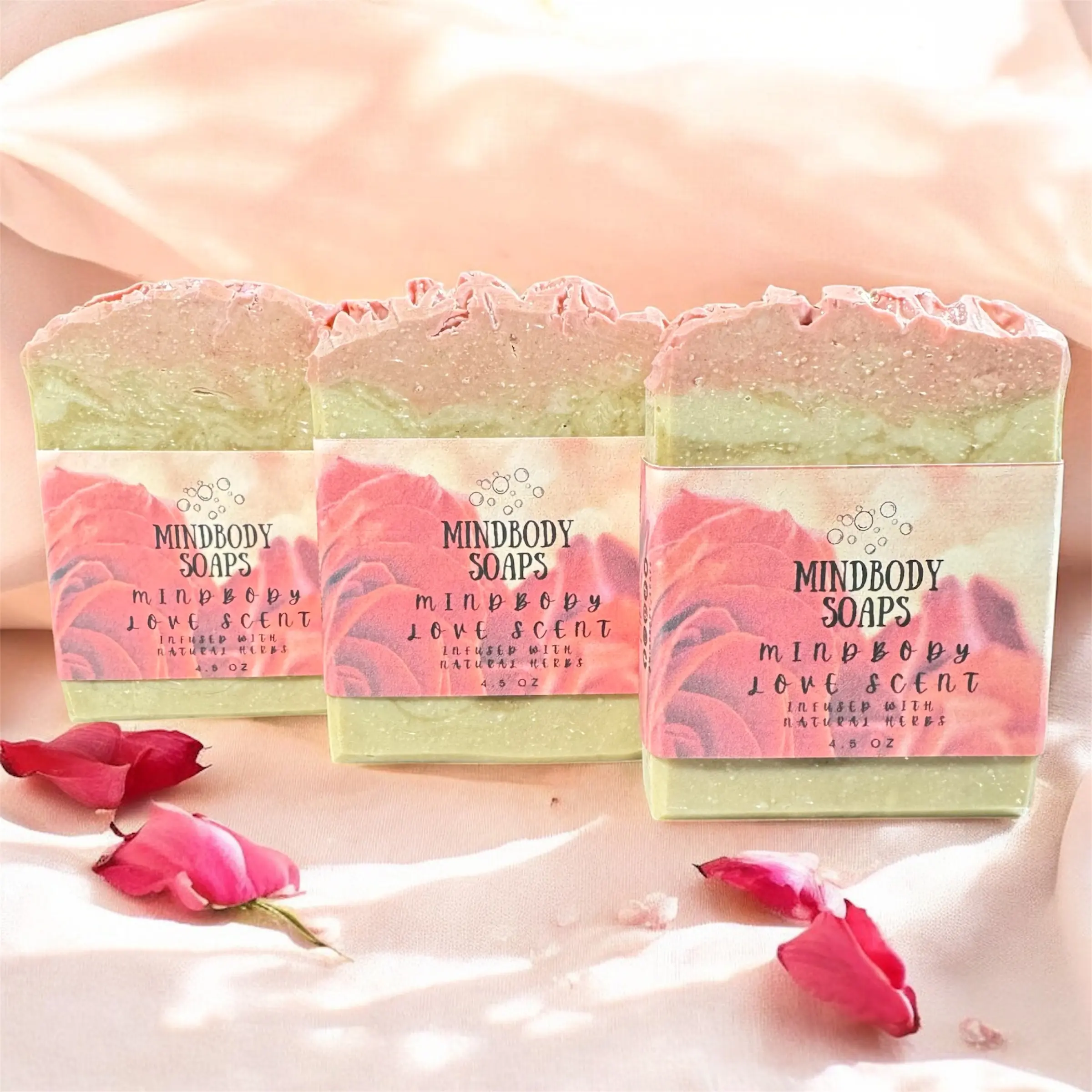 Mindbody Love Scent Handcraft Artisan Soap Bar Infused with Natural Herbs ~ Colloidal Oatmeal ~ Hibiscus Powder ~ Aloe Vera ~ Cold Process Soap