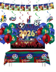 2026Party Decorations – Fans Indoor/Outdoor Football Game Set with 18 Balloons 16 Banners 1 Backdrop 1 Tablecloth for USA Canada Mexico Celebrations