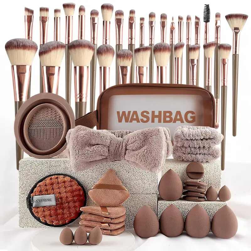 Face Makeup Tool Set, Portable Travel Facial Makeup Blending Brush & Cleansing Tool Kit for Daily Use, Professional Makeup Tools for Women