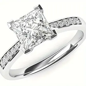 1PC Bohemian Style 1.5CT Princess Cut Moissanite Engagement Ring S925 Silver Luxury Jewelry Party Daily romance themed jewelry,glam fashion accessory,empowerment inspired jewelry queen