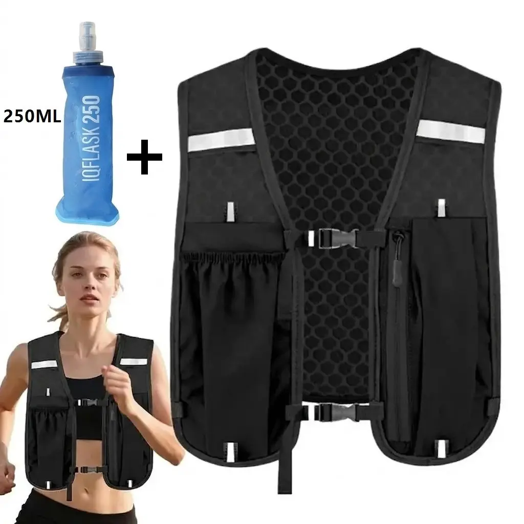 Running Hydration Vest, Adjustable Chest Strap for Men and Women Runners, Includes 250ML Soft Water Bottle, Comfortable Running Gear, Jogging Equipment