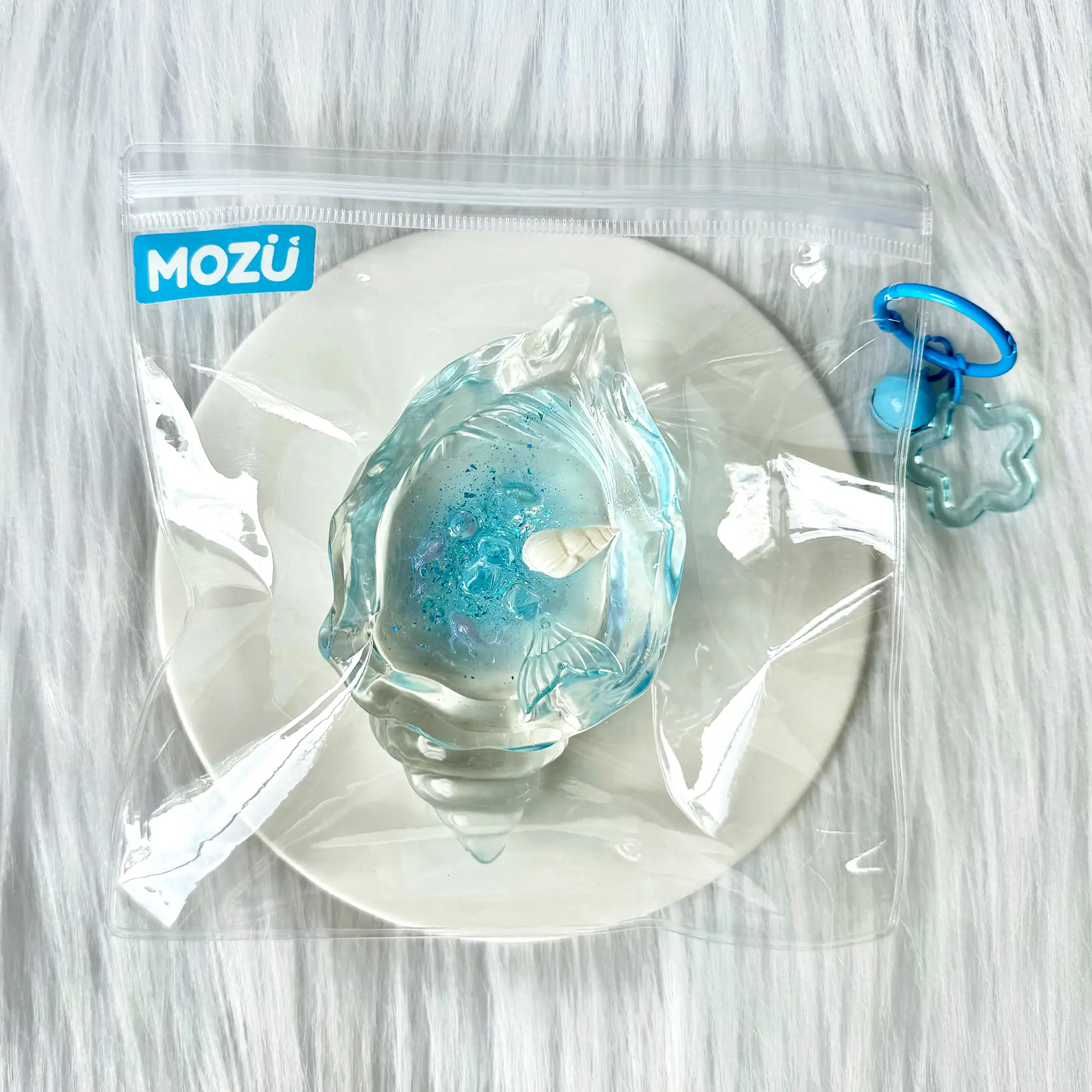 Taba Soft Squishy Silicone Blue Crystal Seashell Sensory Bundle Fidget Toy - Classic Squish Texture, 119g Stress Relief Toy, Handmade Craft with Mermaid Tail, Oddly Satisfying for Christmas, Party Gifts
