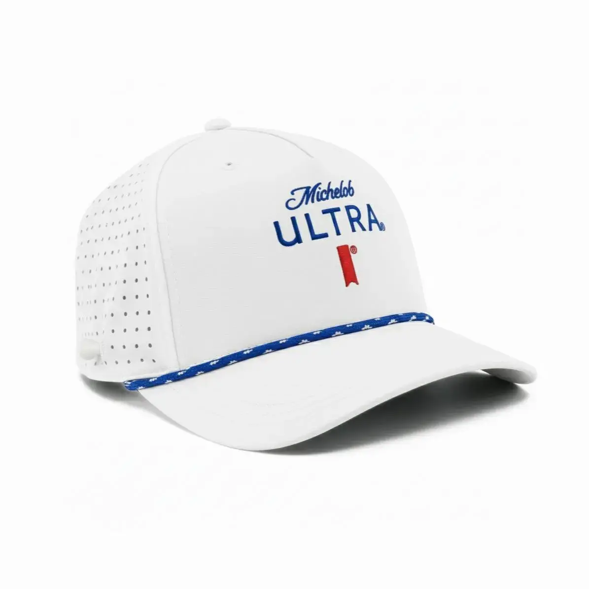 Michelob Hat Embroidered White Colorway Golf Pattern Adjustable Lightweight Snapback
