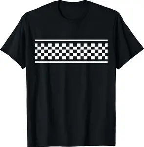 White Checker Pattern Checkerboard Skater Surfer Style T-Shirt