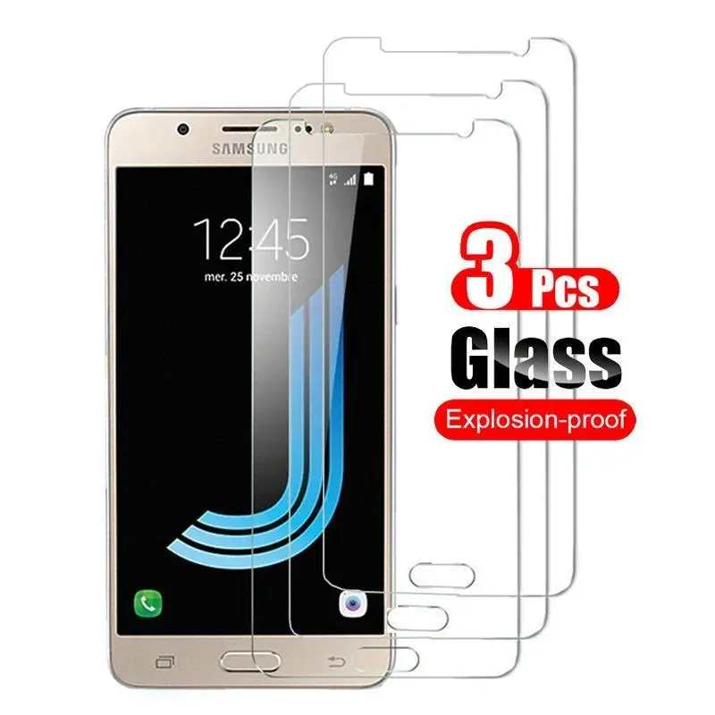 3Pcs 9H Hardness Tempered Glass Screen Protector for Samsung Galaxy J7 (2015-2018), J700, J710, J730, J737 - Protective, Anti-Fingerprint, with Installation Cloth, Mobile Phone Accessory