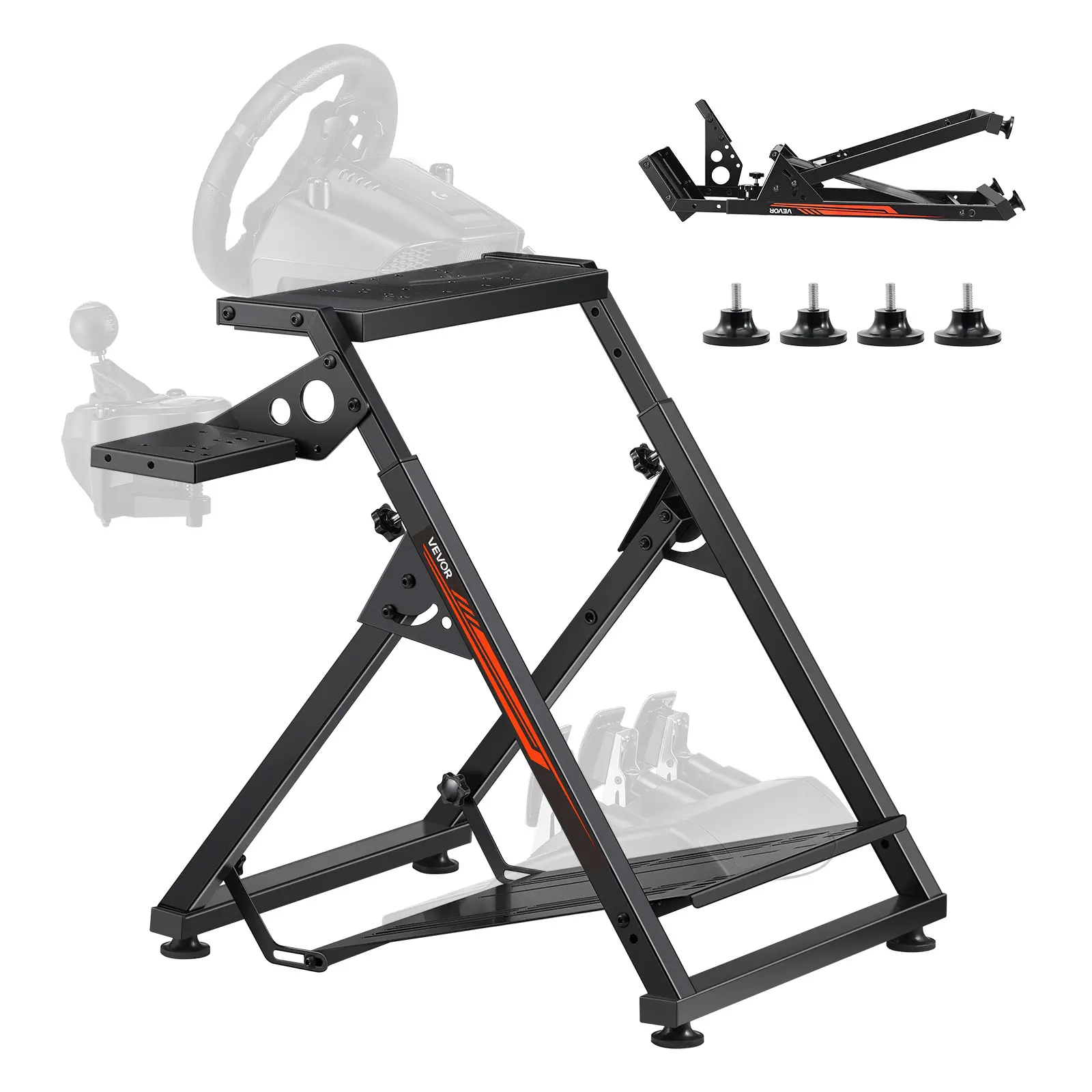 【Summerfinds】VEVOR Racing Wheel Stand, Adjustable & Foldable Simulator Stand for Logitech G923 G920 G29 G27, Thrustmaster T300RS TX F458 T500RS T3PA-PRO(F1/GT) Gaming Cockpit,Pedals Simulator NOT Included,Compact