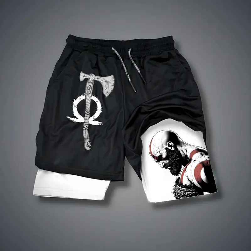 Video Games Double-Layer Sports Shorts Graphic Shorts Black Shorts Camo Shorts Streetwear Shorts Men Outfits Men Short Shorts Vacation Outfits Shorts