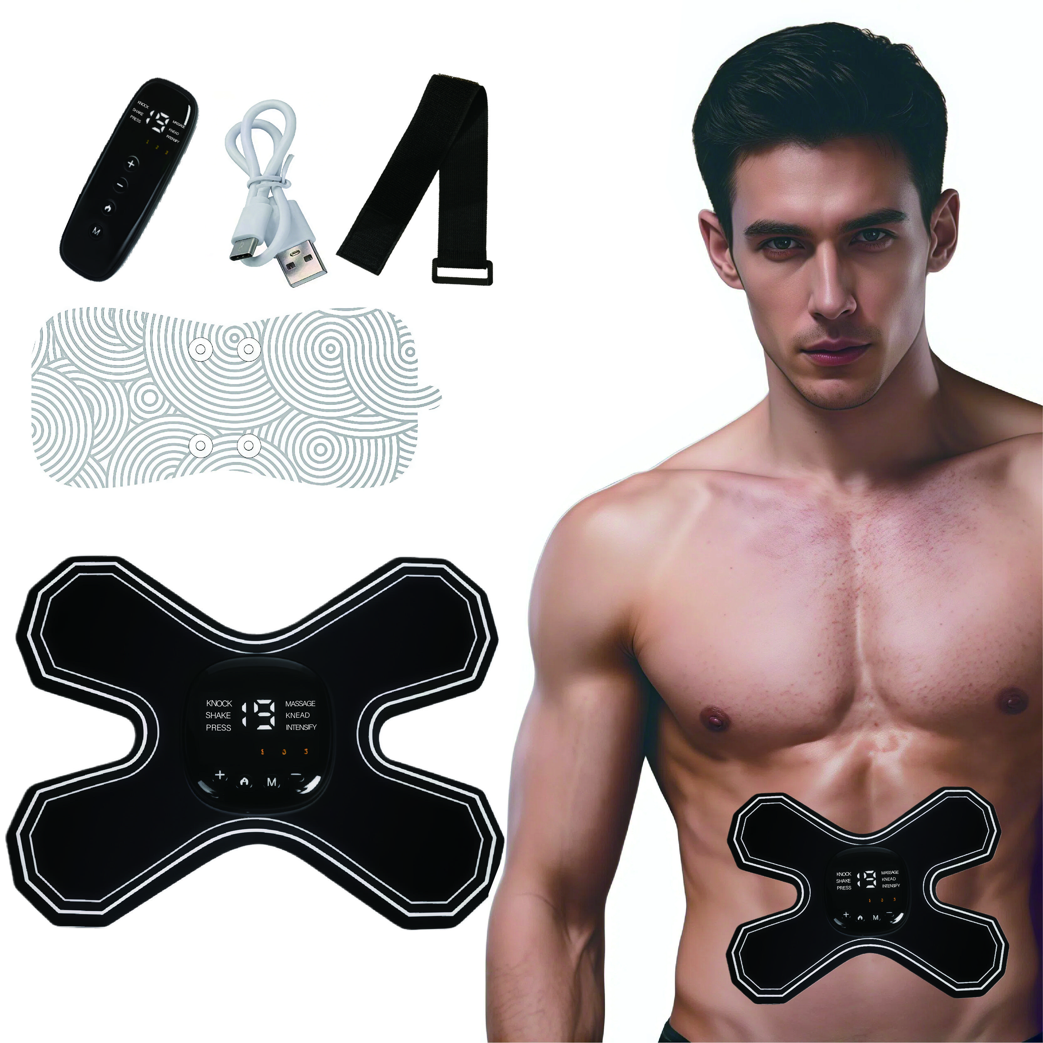 Electric Heating Massage Patch for Neck Muscle Relief Lower Back 6 Modes 19 Levels Legs Full Body Relaxation Fitness Sports Work Relaxation Massager Body Care Machine Fascia Reliever
