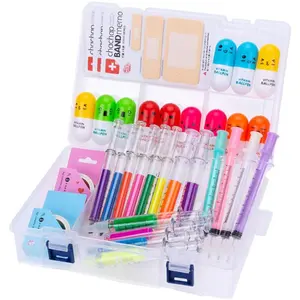 34 Pcs Cute School & Office Supplies Set 12 Syringe Highlighters 4 Nursing Needle Pens 12 Vitamin Pill Pens And 2 Tape 3 Bandage Sticky Notes Cool Gifts For Nurse