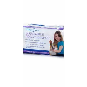 ClearQuest Mini Disposable Doggy Diapers for Small Dogs Up to 15 lbs Extra Absorbent Sanitary Fit with Elastic Waistband and Adhesive Tabs