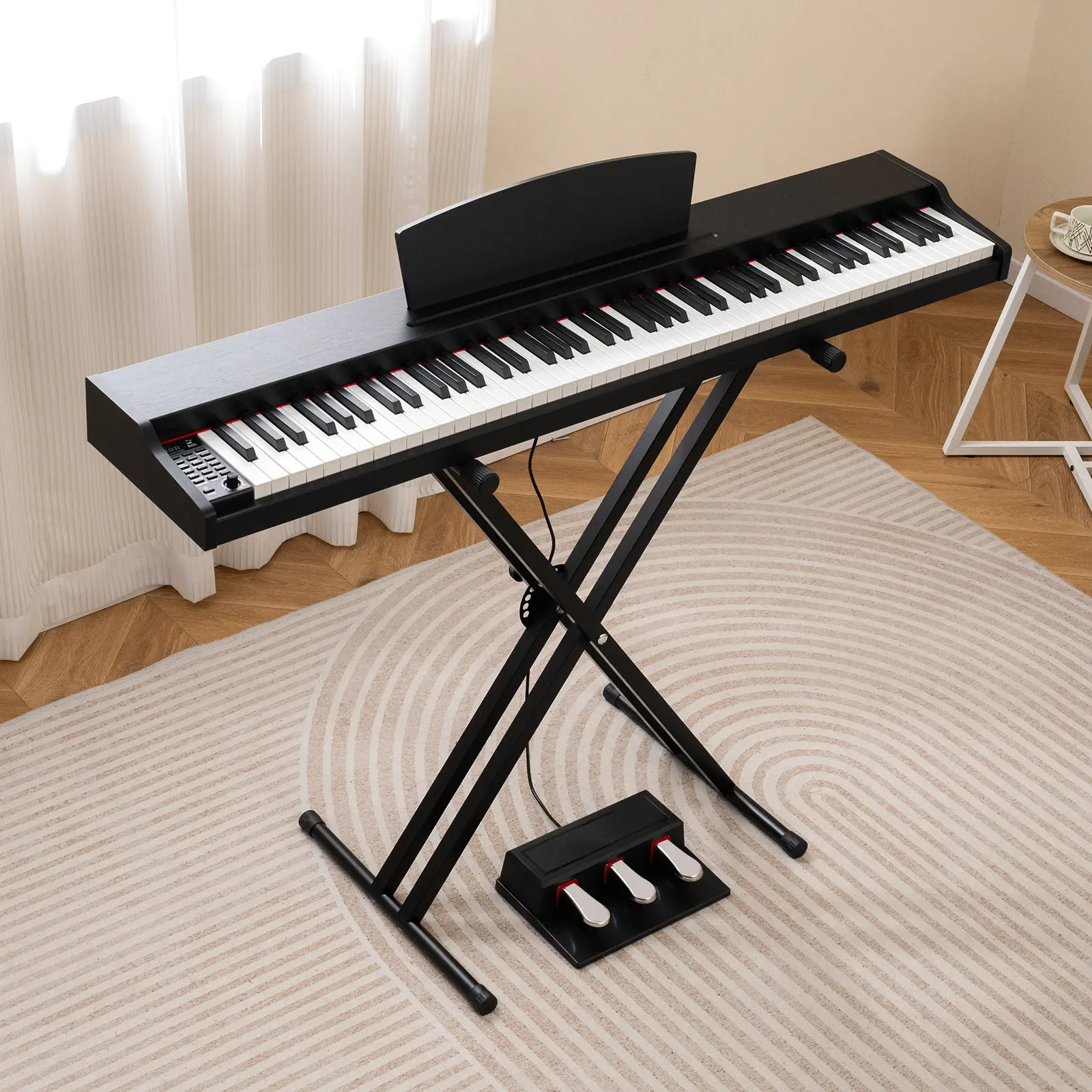 COSTWAY - 88-Key Keyboard Piano Set with Adjustable Stand-Black