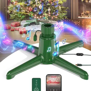 [Springlift] Musical Rotating Christmas Tree Stand – Fits 1.25–2" Tree Poles, 800W, Supports up to 9ft / 120lb Tree, Built-in Bluetooth Speaker, with Remote